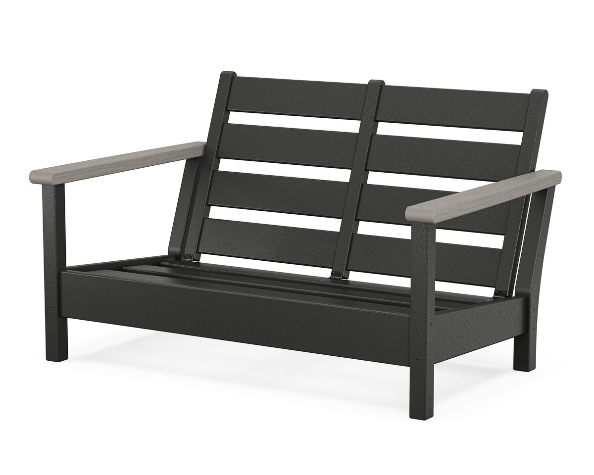 POLYWOOD Harbour Loveseat Frame in Black / Driftwood