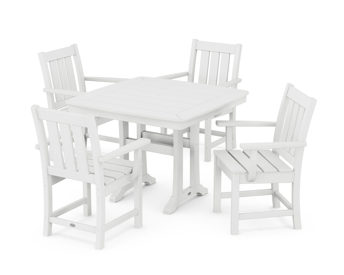 POLYWOOD Oxford 5-Piece Dining Set with Trestle Legs in White