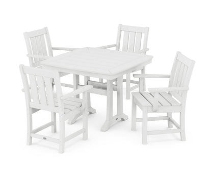 POLYWOOD Oxford 5-Piece Dining Set with Trestle Legs in White