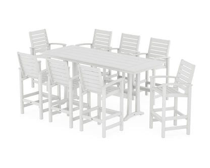 POLYWOOD Signature 9-Piece Farmhouse Bar Set with Trestle Legs in White