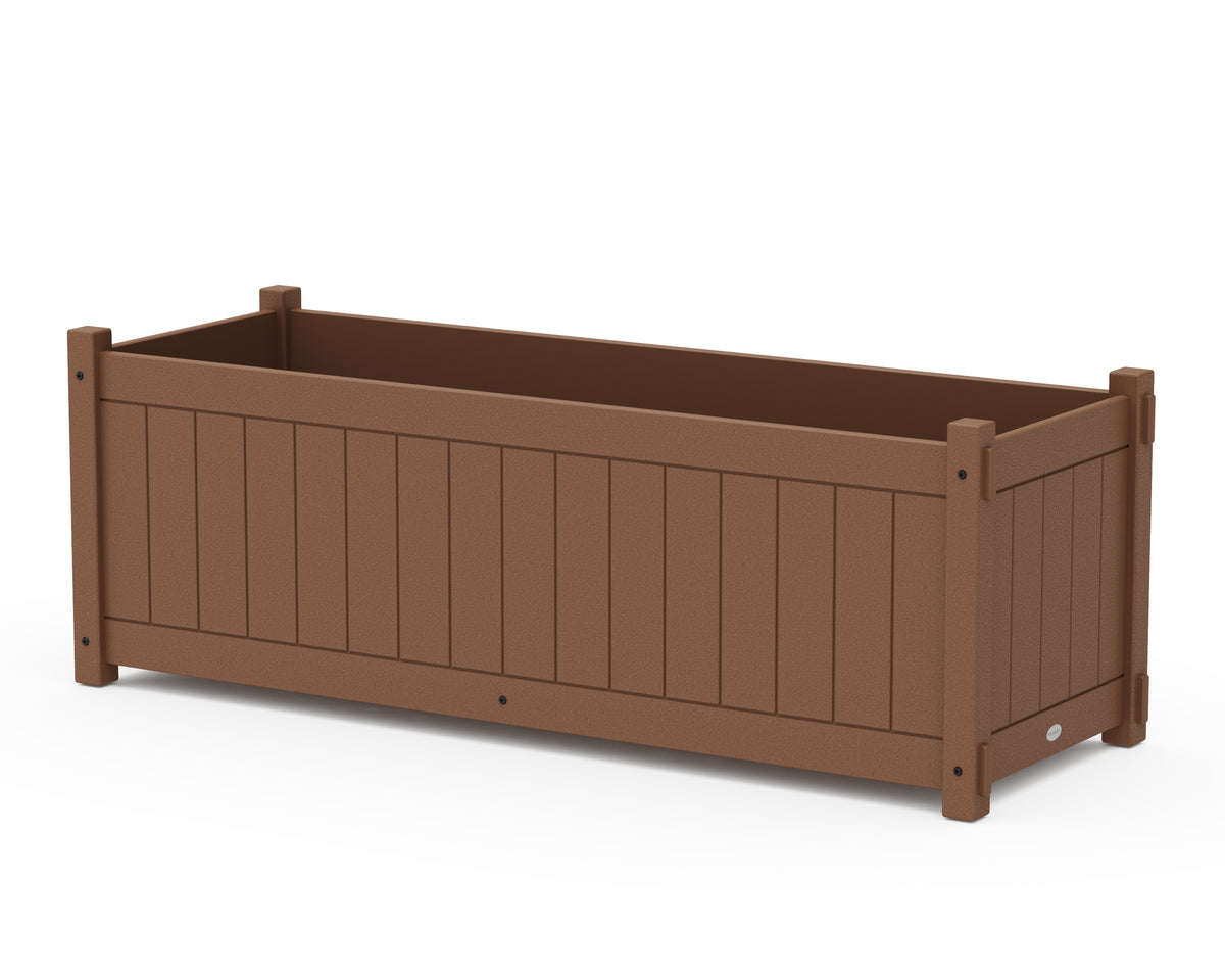 POLYWOOD Vineyard Large Rectangle Triple Planter Box in Teak