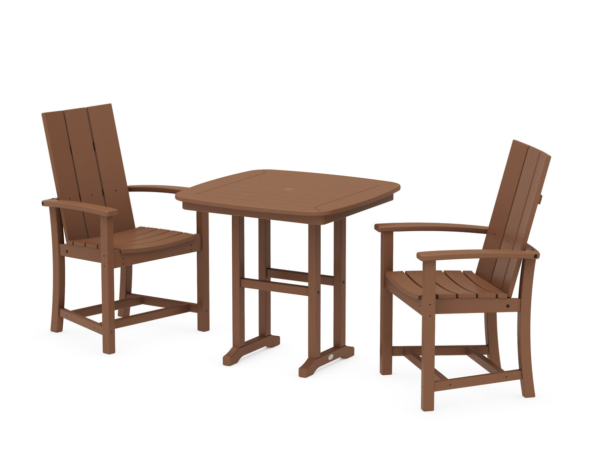 POLYWOOD Modern Adirondack 3-Piece Dining Set - 31" Table in Teak