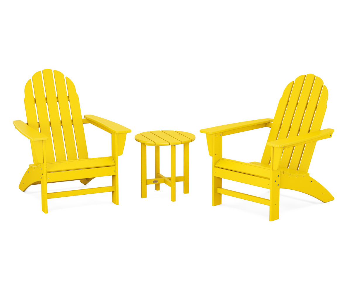 POLYWOOD Vineyard 3-Piece Adirondack Set in Lemon