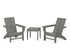 POLYWOOD Country Living Cottage Modern Adirondack Chair 3-Piece Set in Slate Grey