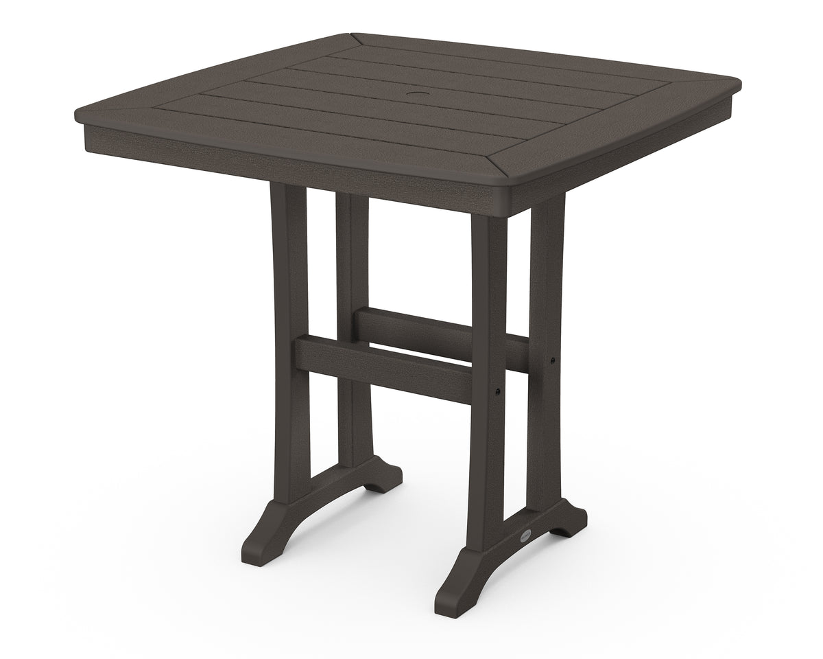 POLYWOOD Nautical Trestle 37" Counter Table in Vintage Coffee