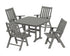 POLYWOOD Vineyard Folding Chair 5-Piece Dining Set - 44" Table in Slate Grey