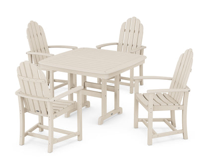 POLYWOOD Classic Adirondack 5-Piece Dining Set with Trestle Legs - 44" Table in Sand