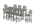 POLYWOOD Lakeside 9-Piece Bar Set with Trestle Legs in Slate Grey