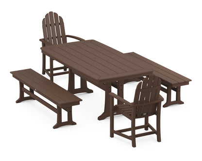 POLYWOOD Classic Adirondack 5-Piece Dining Set with Trestle Legs - 38" x 73" Table in Mahogany