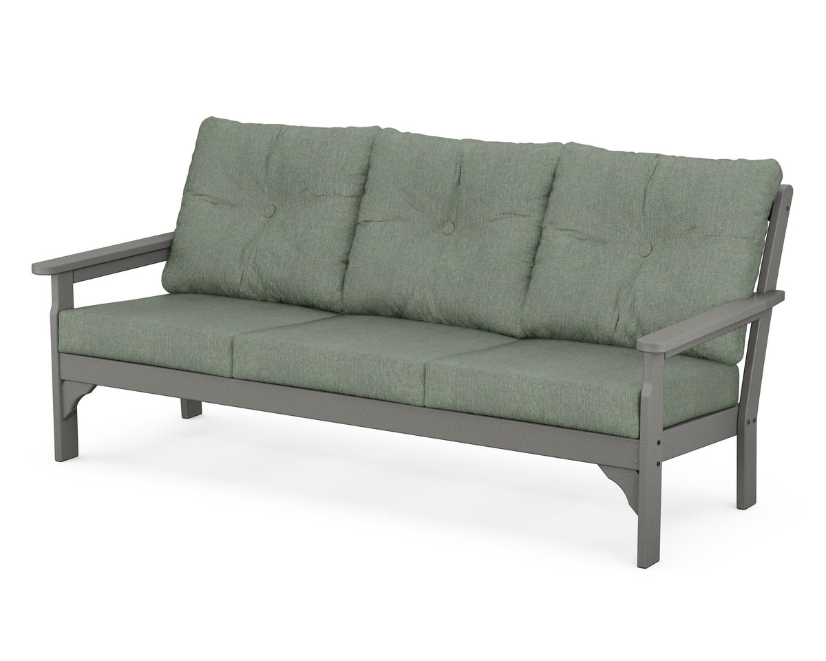 POLYWOOD Vineyard Deep Seating Sofa in Slate Grey / Cast Sage