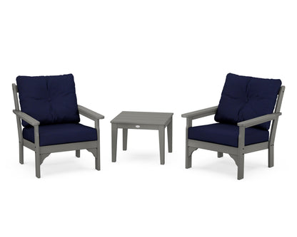POLYWOOD Vineyard 3-Piece Deep Seating Set in Slate Grey / Navy