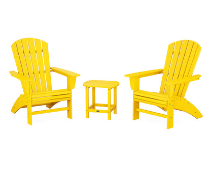 POLYWOOD Nautical 3-Piece Curveback Adirondack Set in Lemon