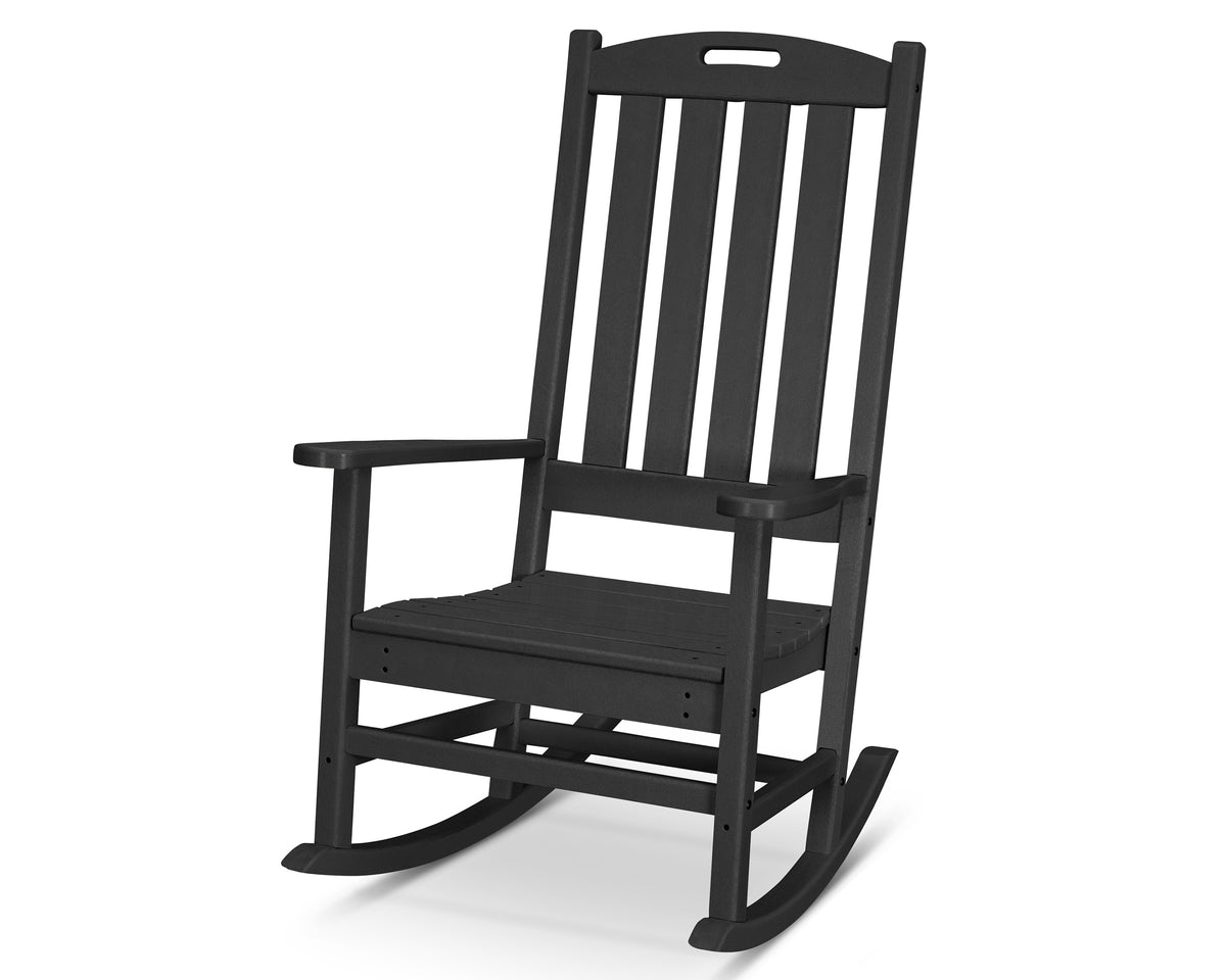 POLYWOOD Nautical Porch Rocking Chair in Black