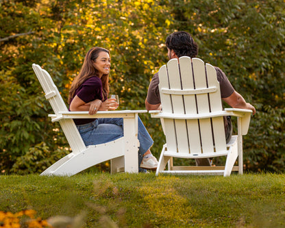 POLYWOOD Vineyard Curveback Adirondack Chair in White styled outdoors (2)