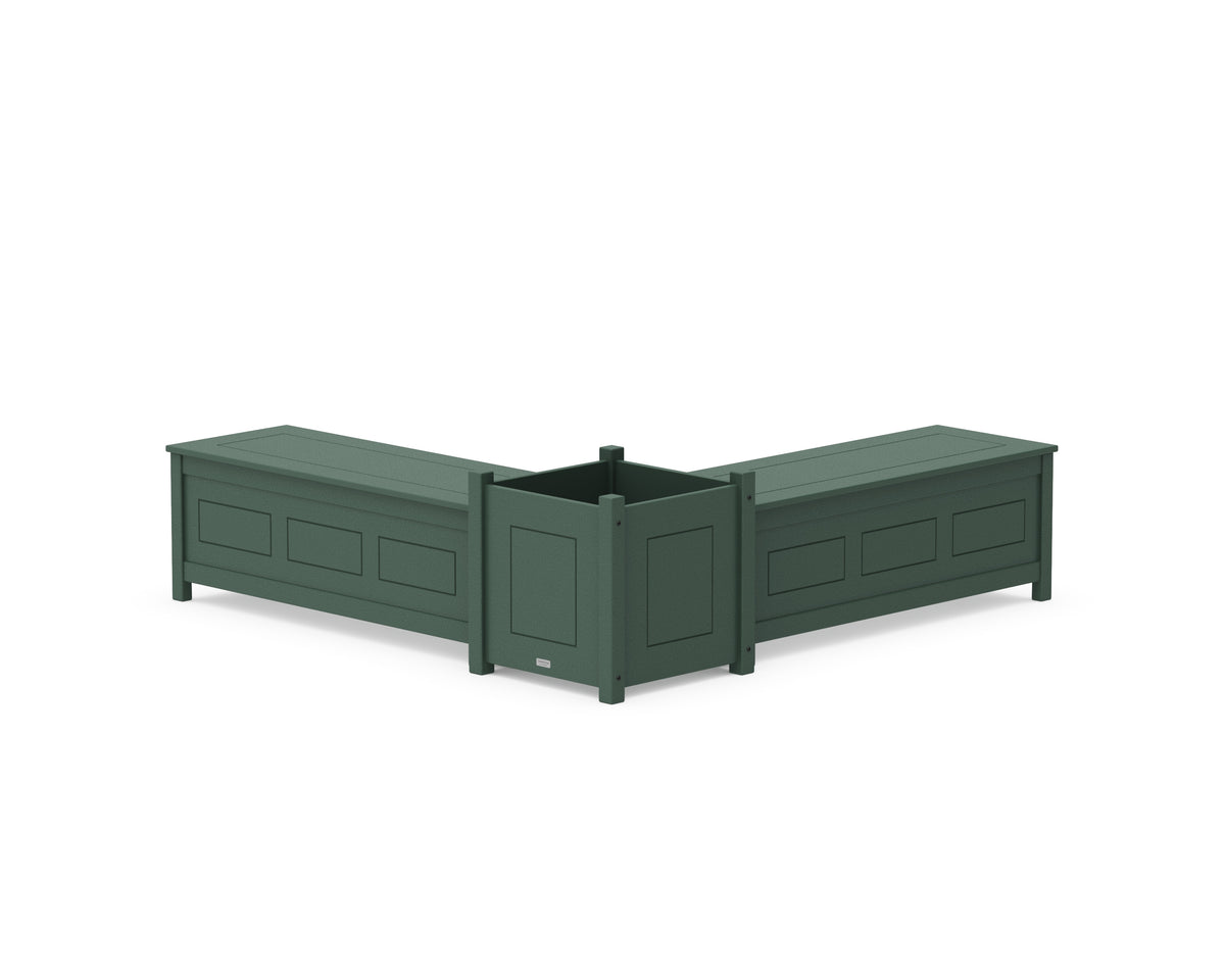 POLYWOOD 48" Country Living L-Shaped Planter Storage Bench Set - Large in Green