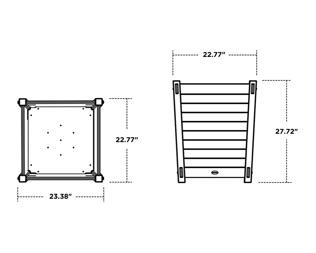 POLYWOOD Nautical Large Tapered Square Short Planter Box dimensions
