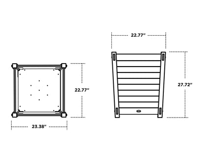 POLYWOOD Nautical Large Tapered Square Short Planter Box dimensions