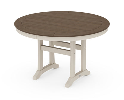 POLYWOOD Nautical Trestle 48" Round Dining Table in Sand / Kona