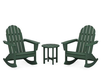 POLYWOOD Vineyard 3-Piece Adirondack Rocking Chair Set with 18" Round Table in Green