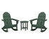 POLYWOOD Vineyard 3-Piece Adirondack Rocking Chair Set with 18" Round Table in Green