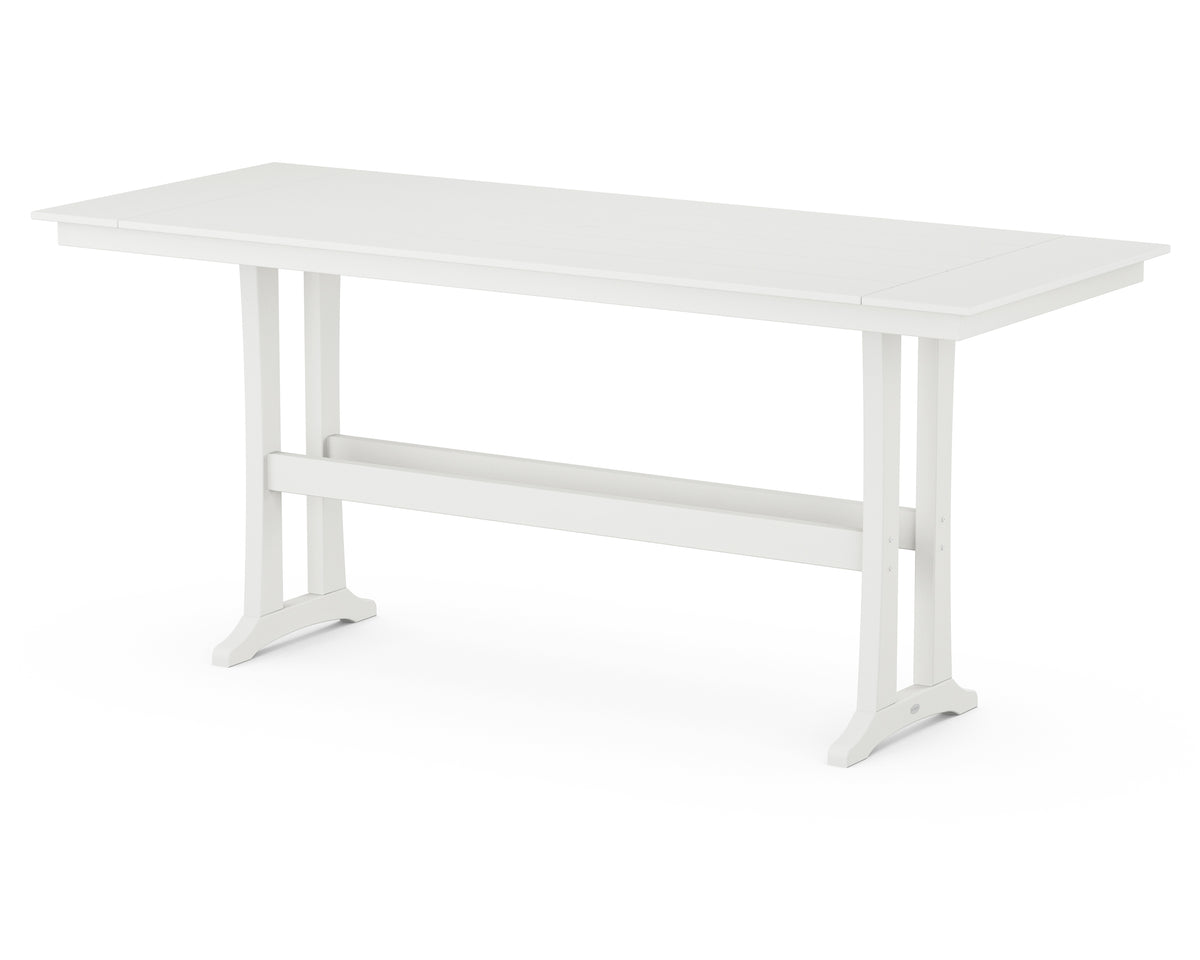 POLYWOOD Farmhouse Trestle 38" x 96" Bar Table in Vintage White