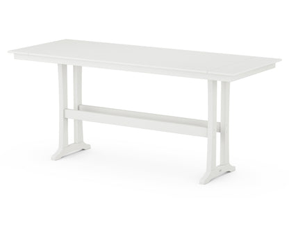 POLYWOOD Farmhouse Trestle 38" x 96" Bar Table in Vintage White