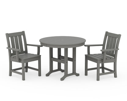 POLYWOOD Oxford 3-Piece Farmhouse Dining Set in Slate Grey