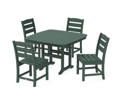 POLYWOOD Lakeside Side Chair 5-Piece Dining Set with Trestle Legs - 44" Table in Green