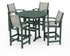 POLYWOOD Coastal 5-Piece Nautical Trestle Bar Set in Green / Birch