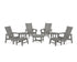 POLYWOOD Modern Grand Upright Adirondack 9-Piece Conversation Set in Slate Grey