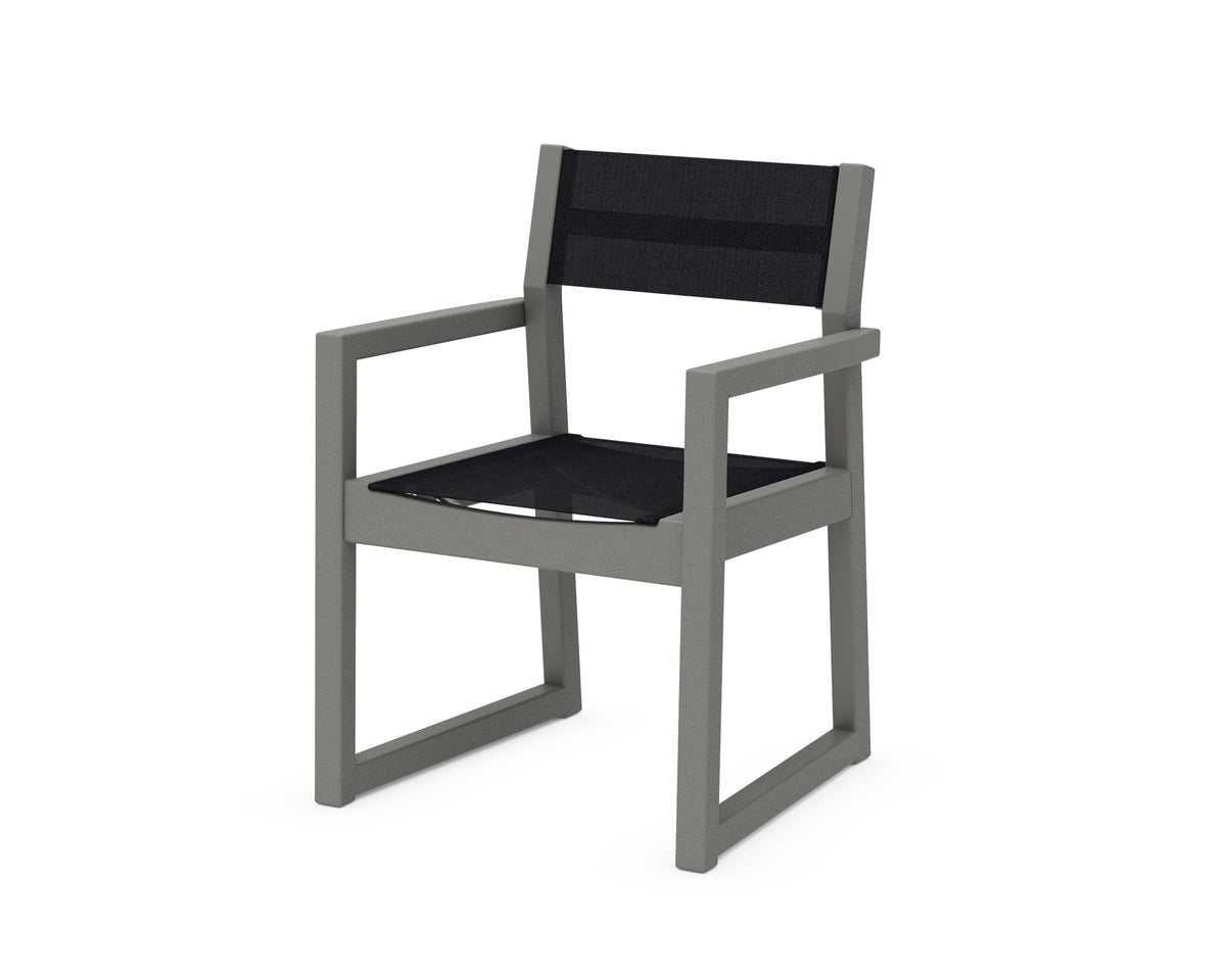 POLYWOOD EDGE Sling Dining Arm Chair in Slate Grey / Black