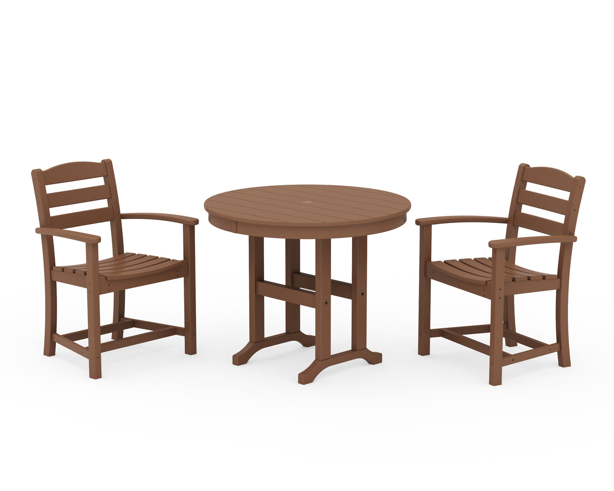 POLYWOOD La Casa Café 3-Piece Round Dining Set in Teak