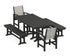 POLYWOOD Coastal 5-Piece Farmhouse Dining Set with Farmhouse 37" x 72" Dining Table in Black / Birch