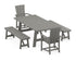POLYWOOD Quattro 5-Piece Rustic Farmhouse Dining Set with Benches in Slate Grey