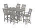 POLYWOOD Chinoiserie Arm Chair 7-Piece Bar Set in Slate Grey