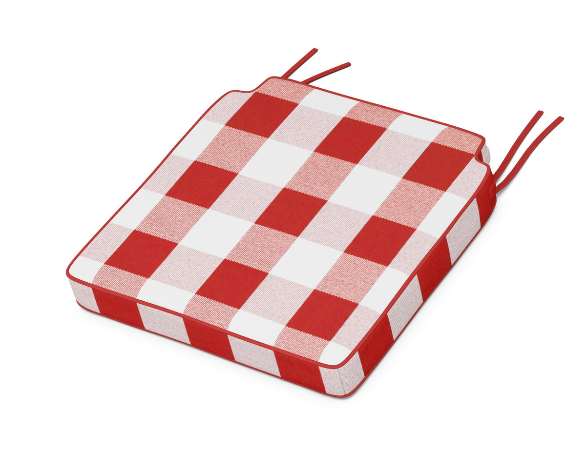 POLYWOOD Acadia Dining Side Seat Cushion in Buffalo Plaid Crimson