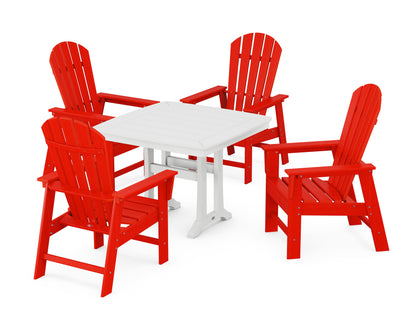 POLYWOOD South Beach 5-Piece Dining Set with Trestle Legs - 37" Table in Sunset Red / White
