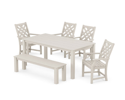 POLYWOOD Wovendale 6-Piece Parsons Dining Set with Bench in Sand