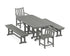 POLYWOOD Traditional Garden 5-Piece Dining Set with Benches - 37" x 72" Table in Slate Grey