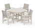 POLYWOOD Coastal 5-Piece Round Farmhouse Dining Set in Sand / Birch