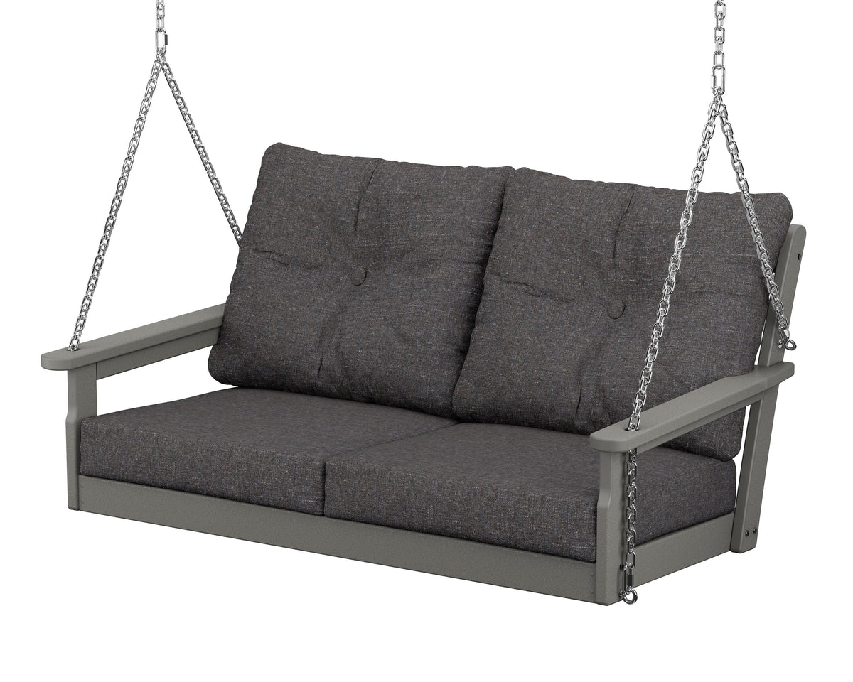 POLYWOOD Vineyard Deep Seating Swing in Slate Grey / Ash Charcoal