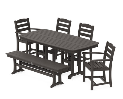 POLYWOOD La Casa Café 6-Piece Dining Set with Bench - 37" x 72" Table in Vintage Coffee
