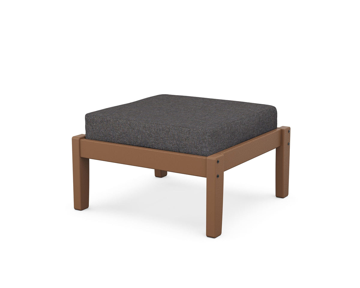 POLYWOOD Deep Seating Ottoman in Teak / Ash Charcoal