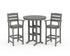 POLYWOOD Lakeside 3-Piece Round Bar Arm Chair Set in Slate Grey