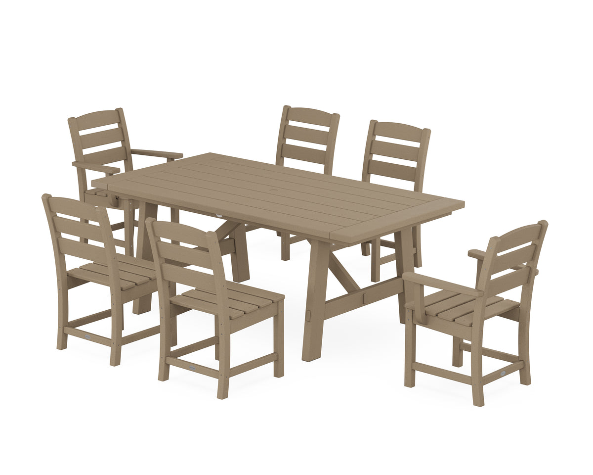 POLYWOOD Lakeside 7-Piece Rustic Farmhouse Dining Set in Vintage Sahara
