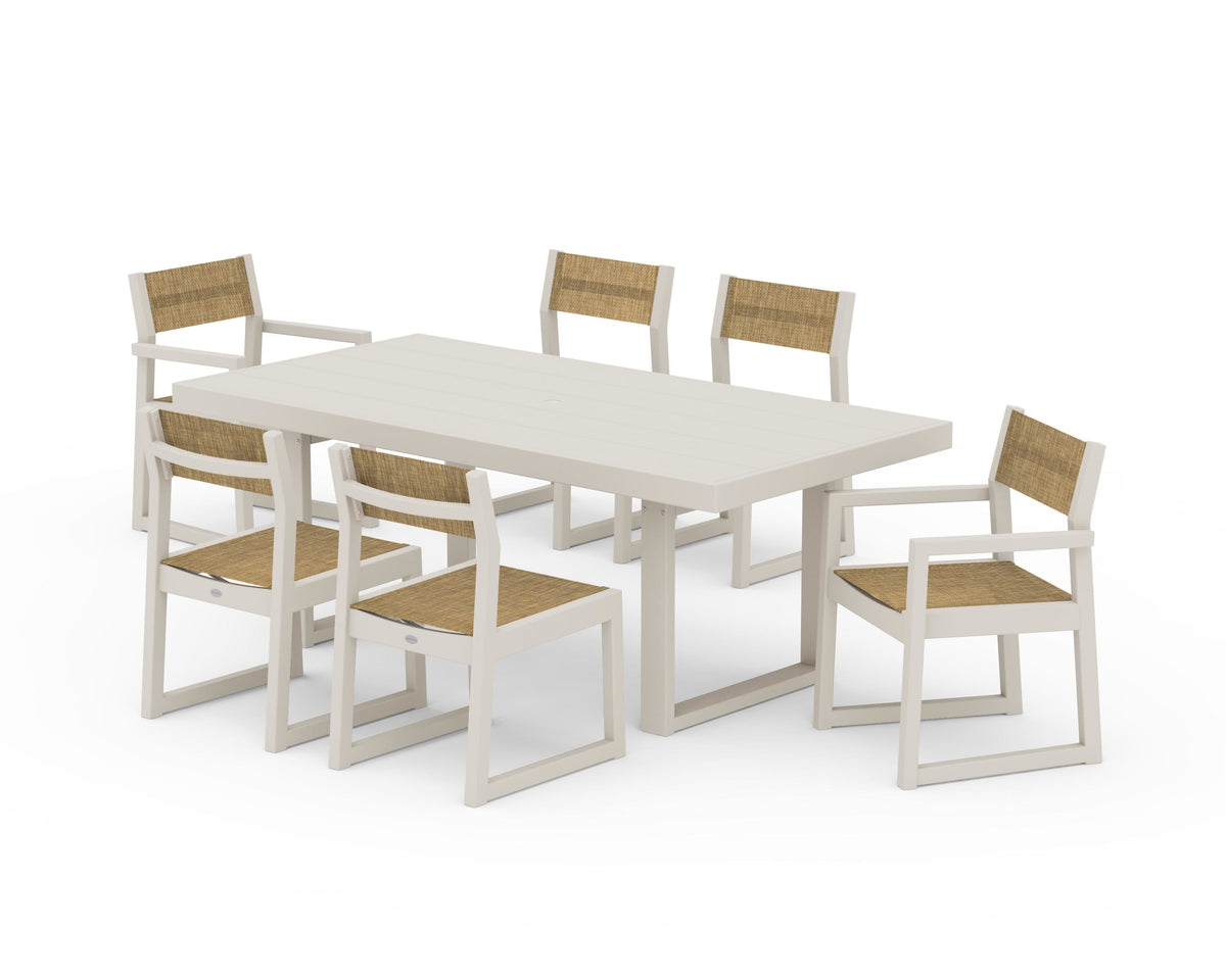 POLYWOOD EDGE Sling 7-Piece Dining Set in Sand / Burlap