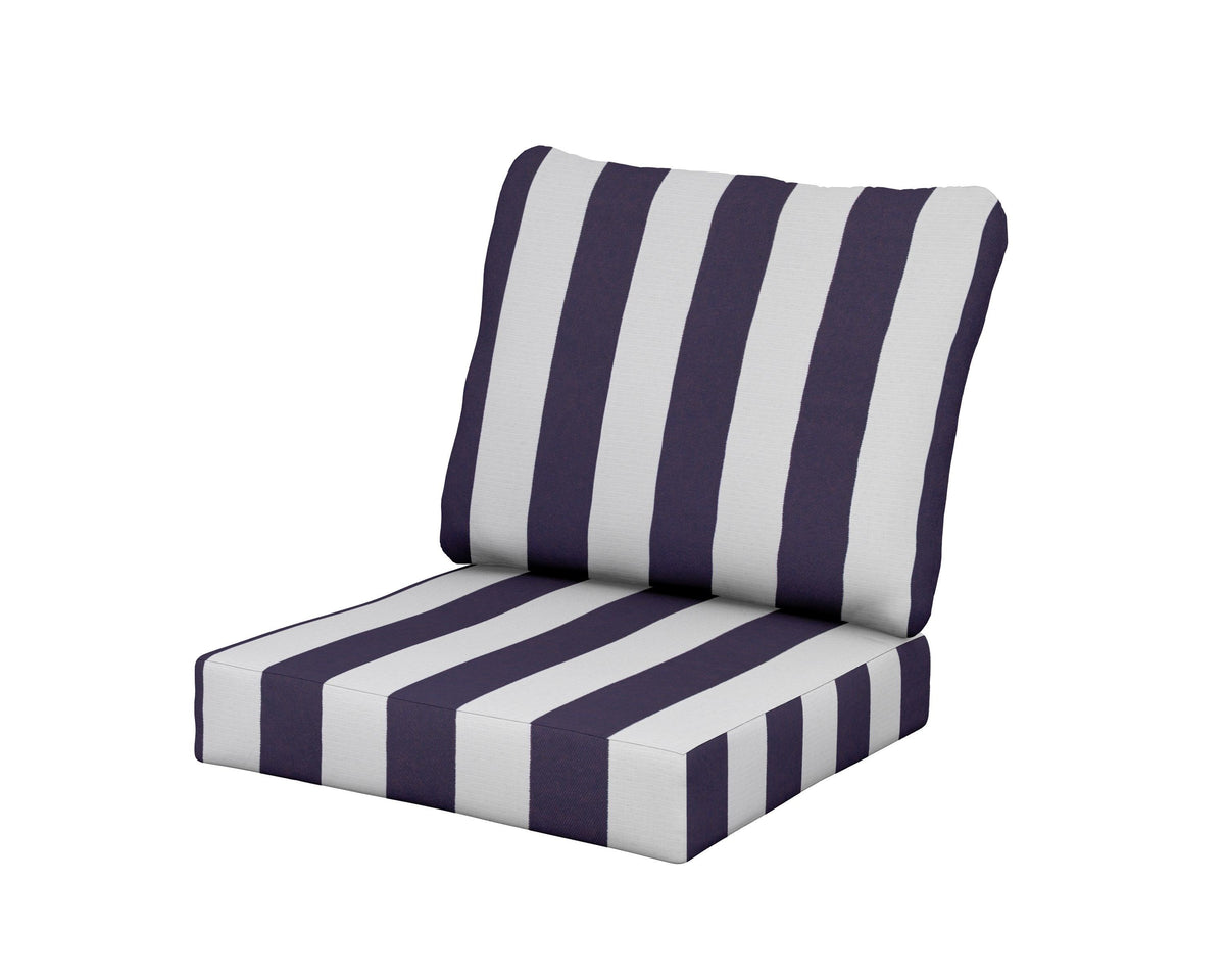 POLYWOOD Baffle Seat/Back Cushion in Cabana Stripe Navy