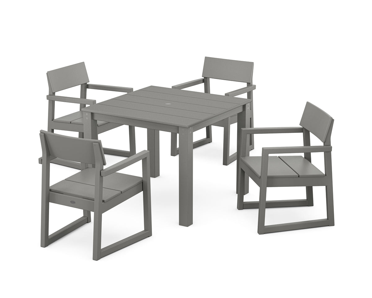 POLYWOOD EDGE 5-Piece Parsons Dining Set in Slate Grey