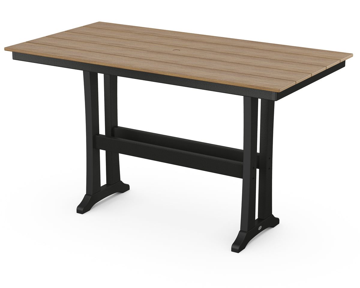 POLYWOOD Farmhouse Trestle 37" x 72" Bar Table in Black / Natural