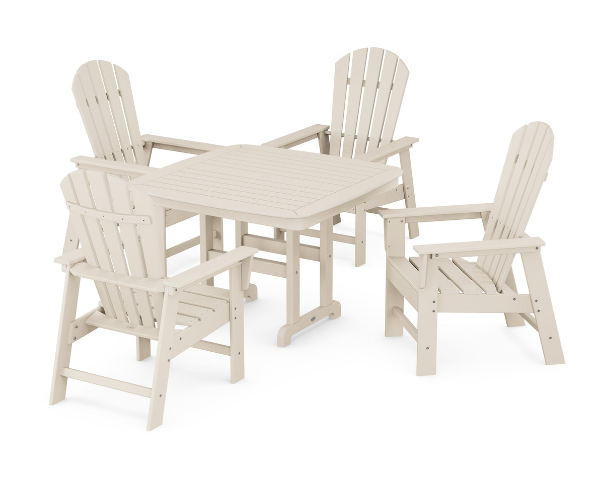 POLYWOOD South Beach 5-Piece Dining Set with Trestle Legs - 44" Table in Sand